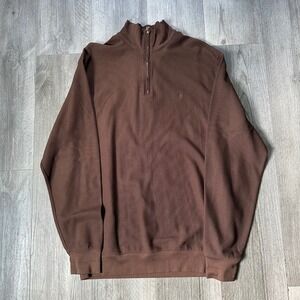 Polo Golf Ralph Lauren Brown 1/4 Zip Pullover Sweater Mens M Pima Cotton